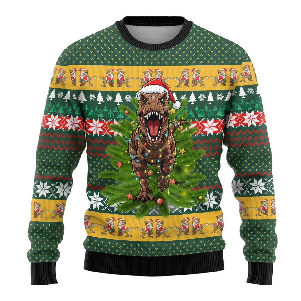 Christmas T Rex In Noel Tree Ugly Christmas Sweater Xmas Holiday Patterns - Wonder Print Shop