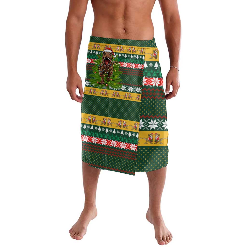 Christmas T Rex In Noel Tree Lavalava Xmas Holiday Patterns - Wonder Print Shop