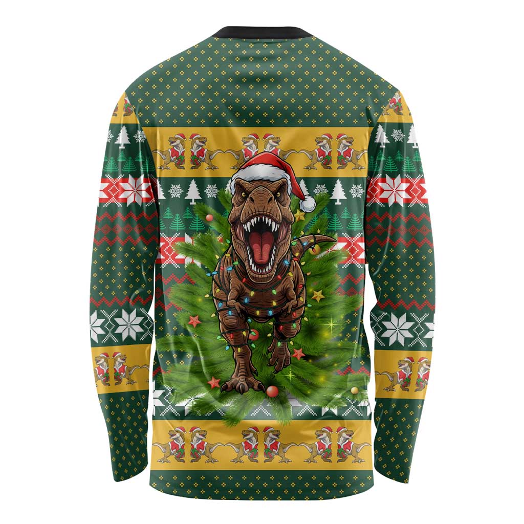 Christmas T Rex In Noel Tree Long Sleeve Shirt Xmas Holiday Patterns - Wonder Print Shop