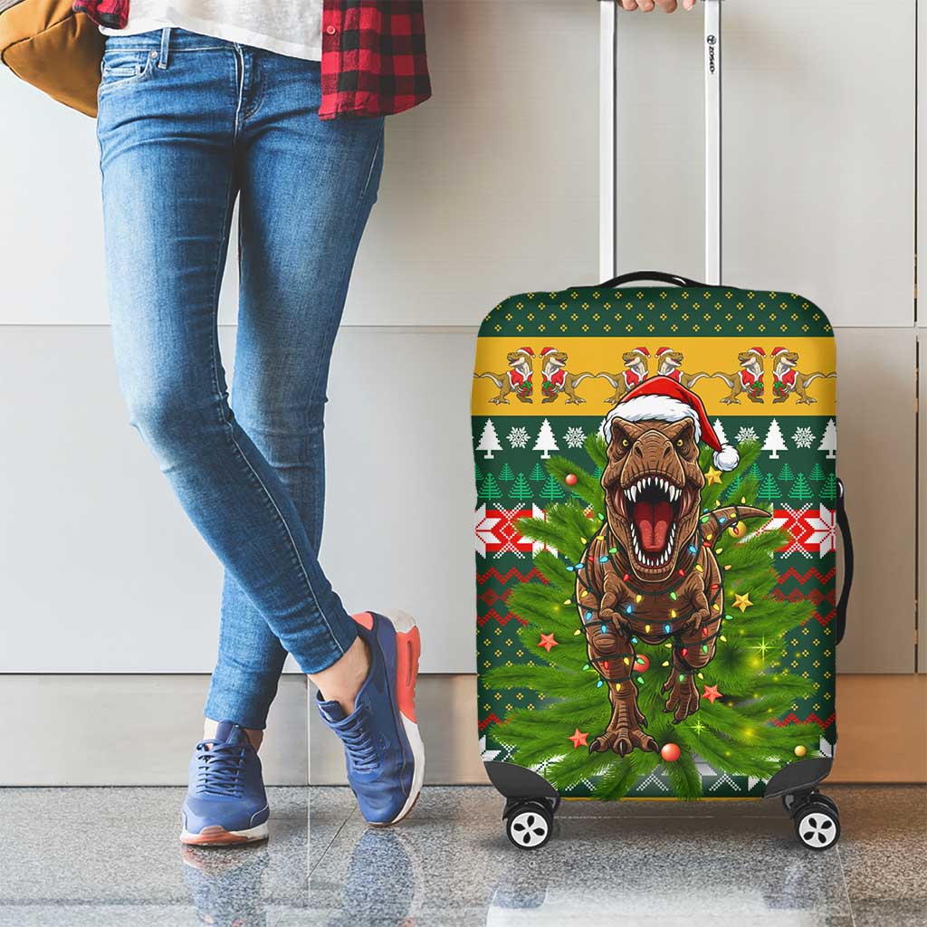 Christmas T Rex In Noel Tree Luggage Cover Xmas Holiday Patterns - Wonder Print Shop