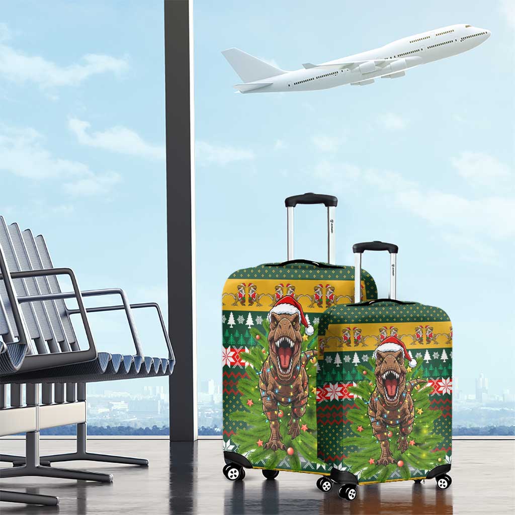 Christmas T Rex In Noel Tree Luggage Cover Xmas Holiday Patterns - Wonder Print Shop