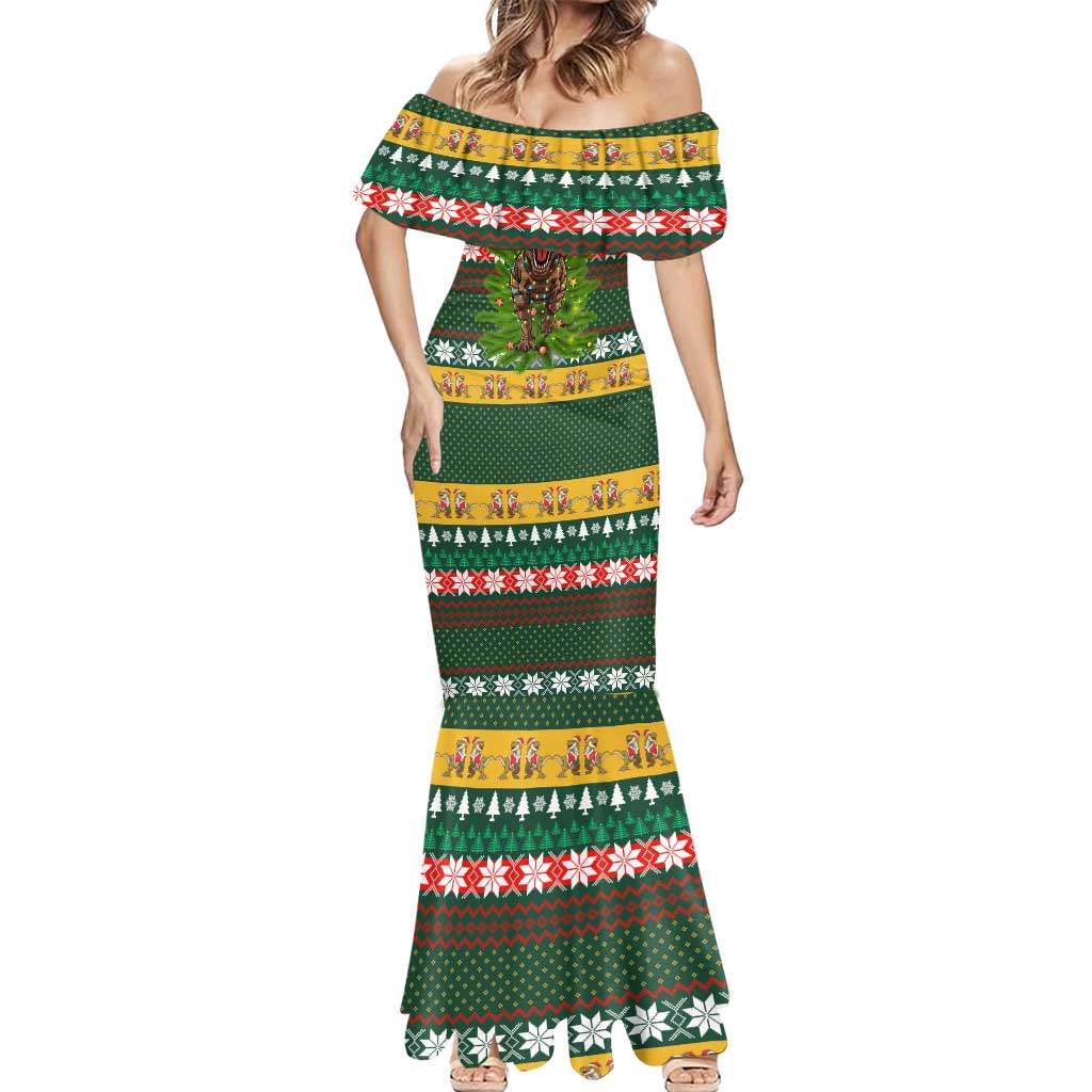 Christmas T Rex In Noel Tree Mermaid Dress Xmas Holiday Patterns - Wonder Print Shop