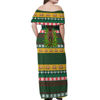 Christmas T Rex In Noel Tree Off Shoulder Maxi Dress Xmas Holiday Patterns - Wonder Print Shop