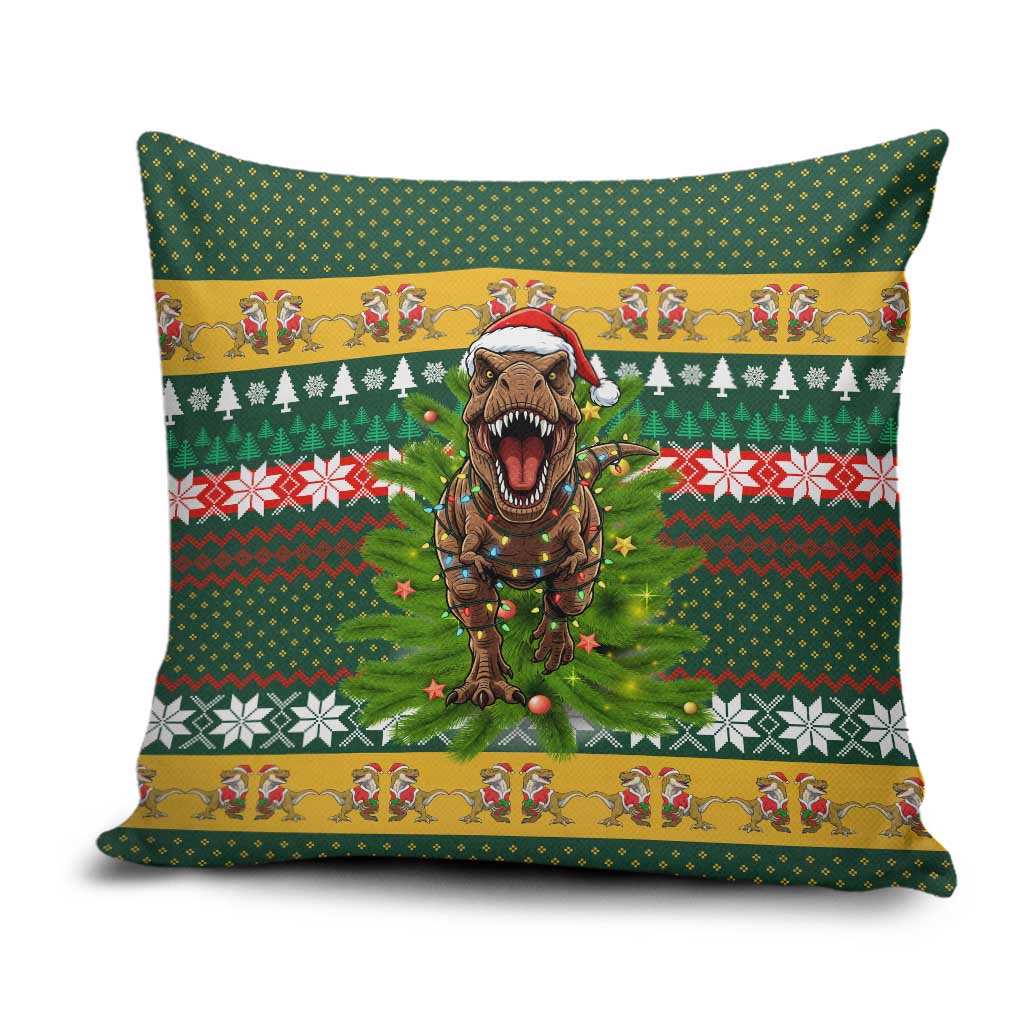 Christmas T Rex In Noel Tree Pillow Cover Xmas Holiday Patterns - Wonder Print Shop