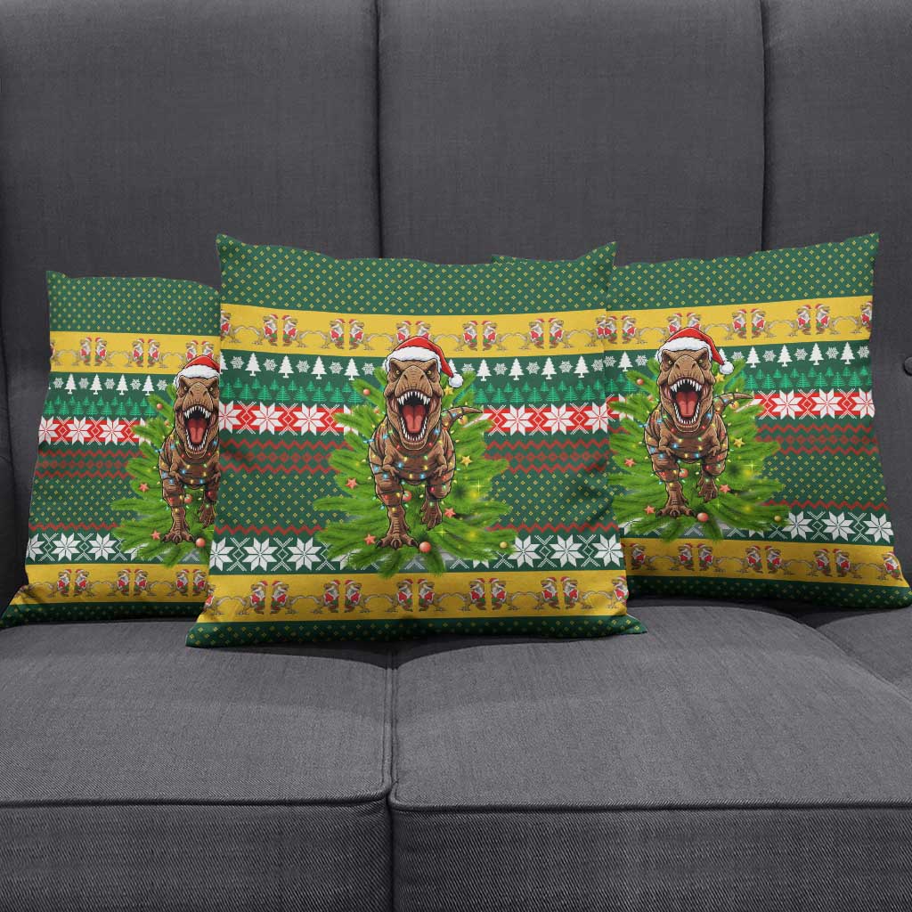 Christmas T Rex In Noel Tree Pillow Cover Xmas Holiday Patterns - Wonder Print Shop