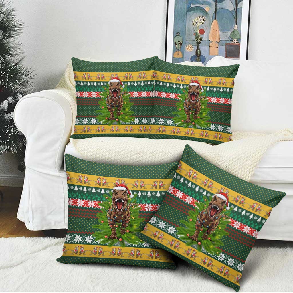 Christmas T Rex In Noel Tree Pillow Cover Xmas Holiday Patterns - Wonder Print Shop