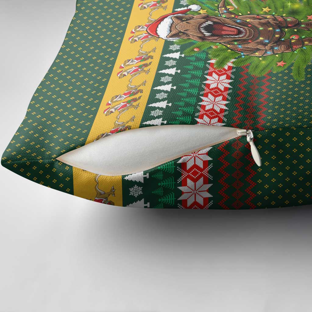 Christmas T Rex In Noel Tree Pillow Cover Xmas Holiday Patterns - Wonder Print Shop