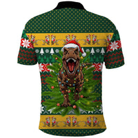 Christmas T Rex In Noel Tree Polo Shirt Xmas Holiday Patterns - Wonder Print Shop