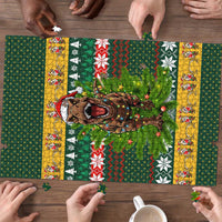 Christmas T Rex In Noel Tree Puzzle Xmas Holiday Patterns - Wonder Print Shop