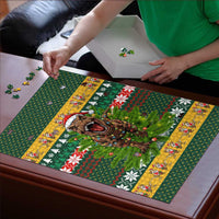 Christmas T Rex In Noel Tree Puzzle Xmas Holiday Patterns - Wonder Print Shop