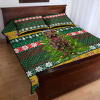 Christmas T Rex In Noel Tree Quilt Bed Set Xmas Holiday Patterns - Wonder Print Shop