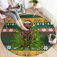 Christmas T Rex In Noel Tree Round Carpet Xmas Holiday Patterns - Wonder Print Shop