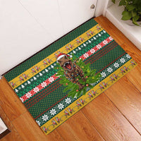 Christmas T Rex In Noel Tree Rubber Doormat Xmas Holiday Patterns - Wonder Print Shop