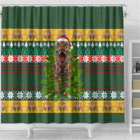 Christmas T Rex In Noel Tree Shower Curtain Xmas Holiday Patterns - Wonder Print Shop