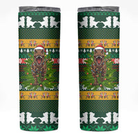 Christmas T Rex In Noel Tree Skinny Tumbler Xmas Holiday Patterns - Wonder Print Shop