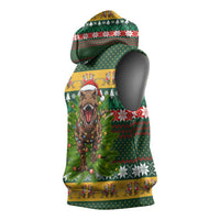 Christmas T Rex In Noel Tree Sleeveless Hoodie Xmas Holiday Patterns - Wonder Print Shop