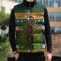 Christmas T Rex In Noel Tree Sleeveless Puffer Jacket Xmas Holiday Patterns - Wonder Print Shop