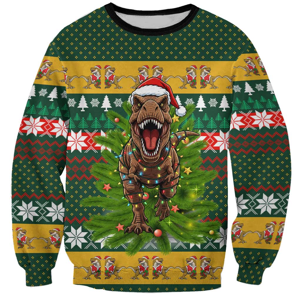 Christmas T Rex In Noel Tree Sweatshirt Xmas Holiday Patterns - Wonder Print Shop
