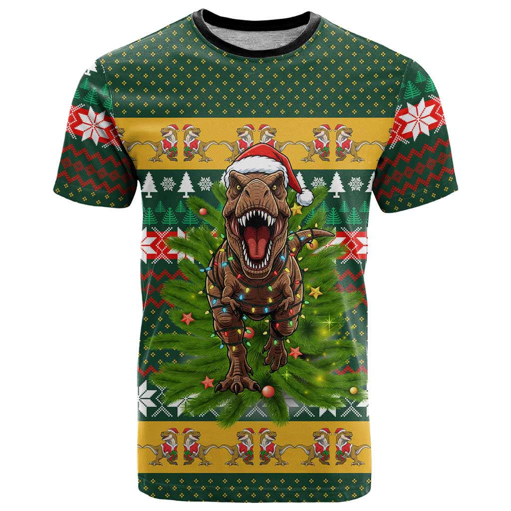 Christmas T Rex In Noel Tree T Shirt Xmas Holiday Patterns - Wonder Print Shop