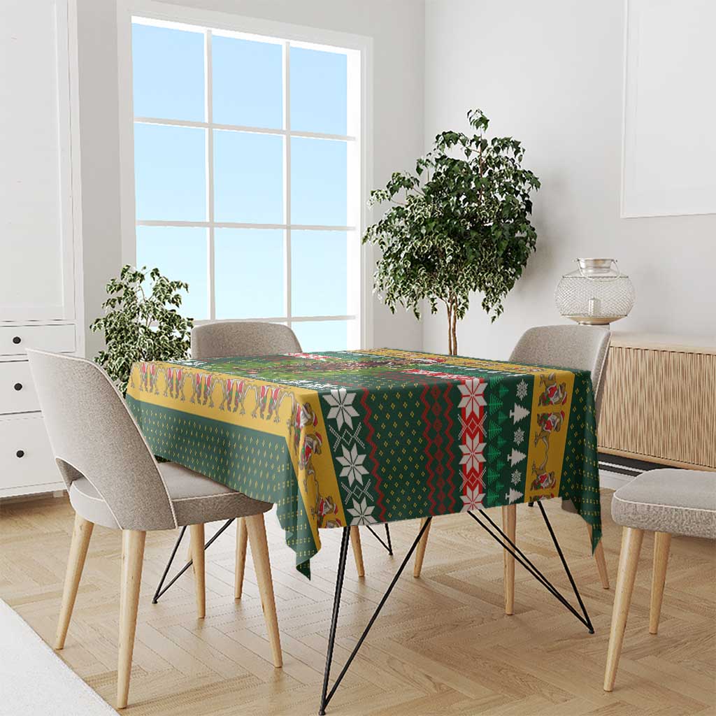 Christmas T Rex In Noel Tree Tablecloth Xmas Holiday Patterns - Wonder Print Shop