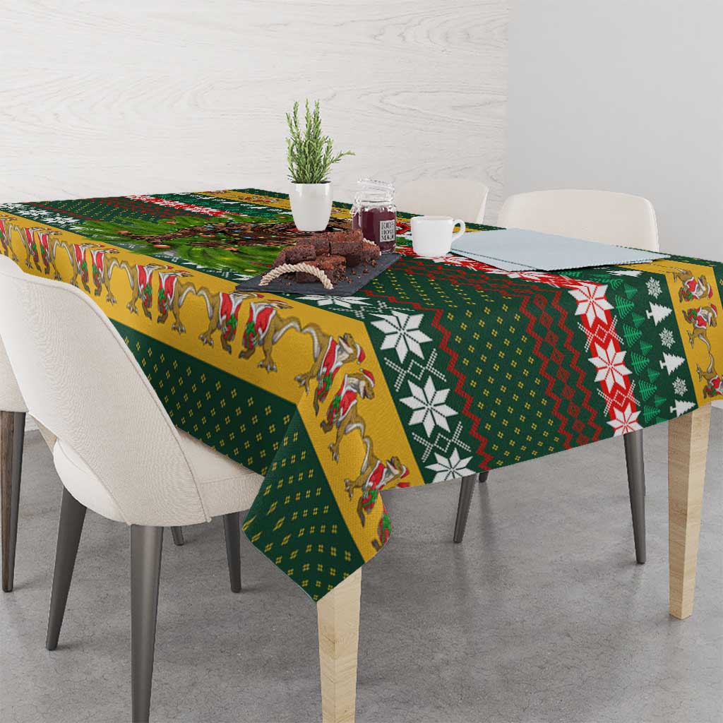 Christmas T Rex In Noel Tree Tablecloth Xmas Holiday Patterns - Wonder Print Shop