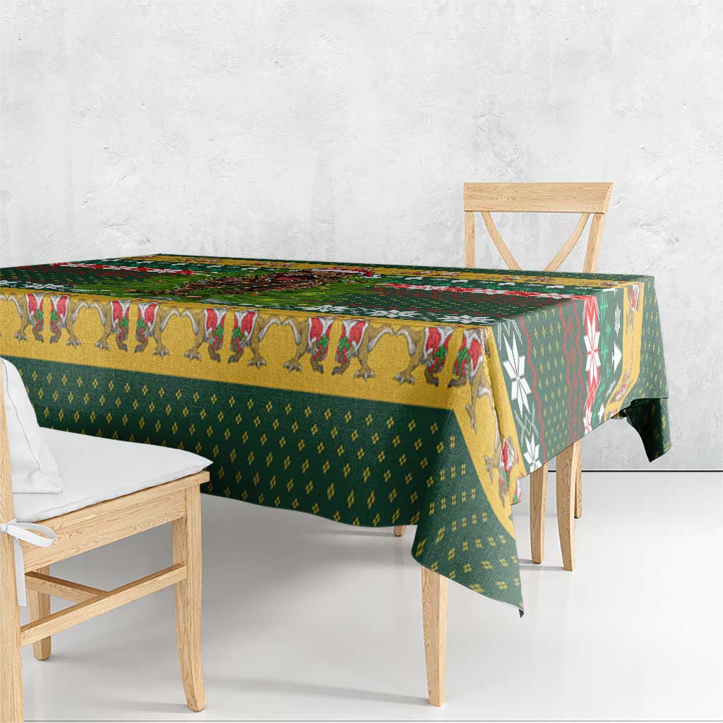 Christmas T Rex In Noel Tree Tablecloth Xmas Holiday Patterns - Wonder Print Shop