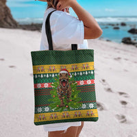 Christmas T Rex In Noel Tree Tote Bag Xmas Holiday Patterns - Wonder Print Shop