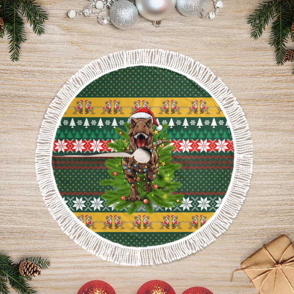 Christmas T Rex In Noel Tree Tree Skirt Xmas Holiday Patterns - Wonder Print Shop