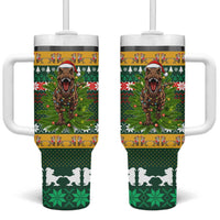 Christmas T Rex In Noel Tree Tumbler With Handle Xmas Holiday Patterns - Wonder Print Shop