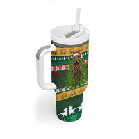 Christmas T Rex In Noel Tree Tumbler With Handle Xmas Holiday Patterns - Wonder Print Shop