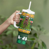 Christmas T Rex In Noel Tree Tumbler With Handle Xmas Holiday Patterns - Wonder Print Shop