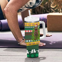 Christmas T Rex In Noel Tree Tumbler With Handle Xmas Holiday Patterns - Wonder Print Shop