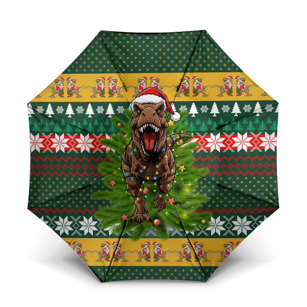 Christmas T Rex In Noel Tree Umbrella Xmas Holiday Patterns - Wonder Print Shop
