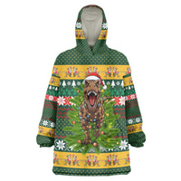 Christmas T Rex In Noel Tree Wearable Blanket Hoodie Xmas Holiday Patterns - Wonder Print Shop