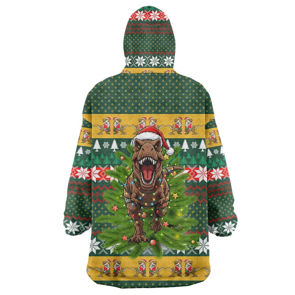 Christmas T Rex In Noel Tree Wearable Blanket Hoodie Xmas Holiday Patterns - Wonder Print Shop
