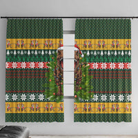 Christmas T Rex In Noel Tree Window Curtain Xmas Holiday Patterns - Wonder Print Shop