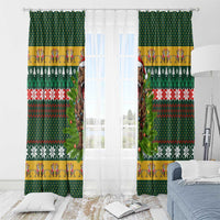 Christmas T Rex In Noel Tree Window Curtain Xmas Holiday Patterns - Wonder Print Shop