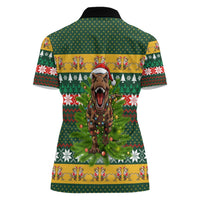 Christmas T Rex In Noel Tree Women Polo Shirt Xmas Holiday Patterns - Wonder Print Shop