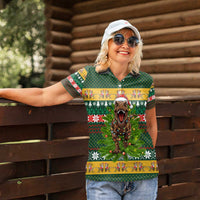 Christmas T Rex In Noel Tree Women Polo Shirt Xmas Holiday Patterns - Wonder Print Shop