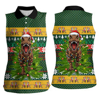 Christmas T Rex In Noel Tree Women Sleeveless Polo Shirt Xmas Holiday Patterns - Wonder Print Shop