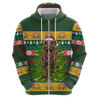 Christmas T Rex In Noel Tree Zip Hoodie Xmas Holiday Patterns - Wonder Print Shop