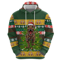 Christmas T Rex In Noel Tree Zip Hoodie Xmas Holiday Patterns - Wonder Print Shop