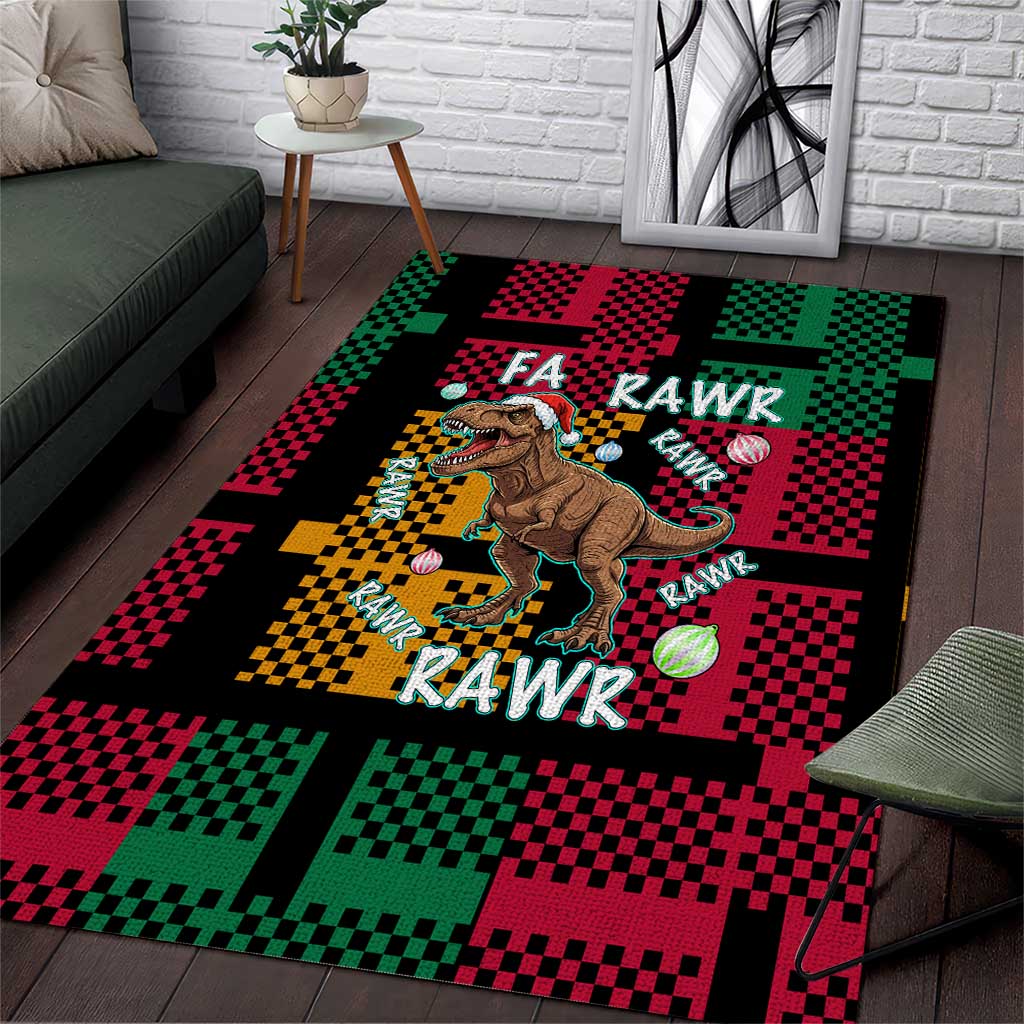 Christmas T Rex Rawr Rawr Rawr Area Rug Xmas Holiday Patterns - Wonder Print Shop