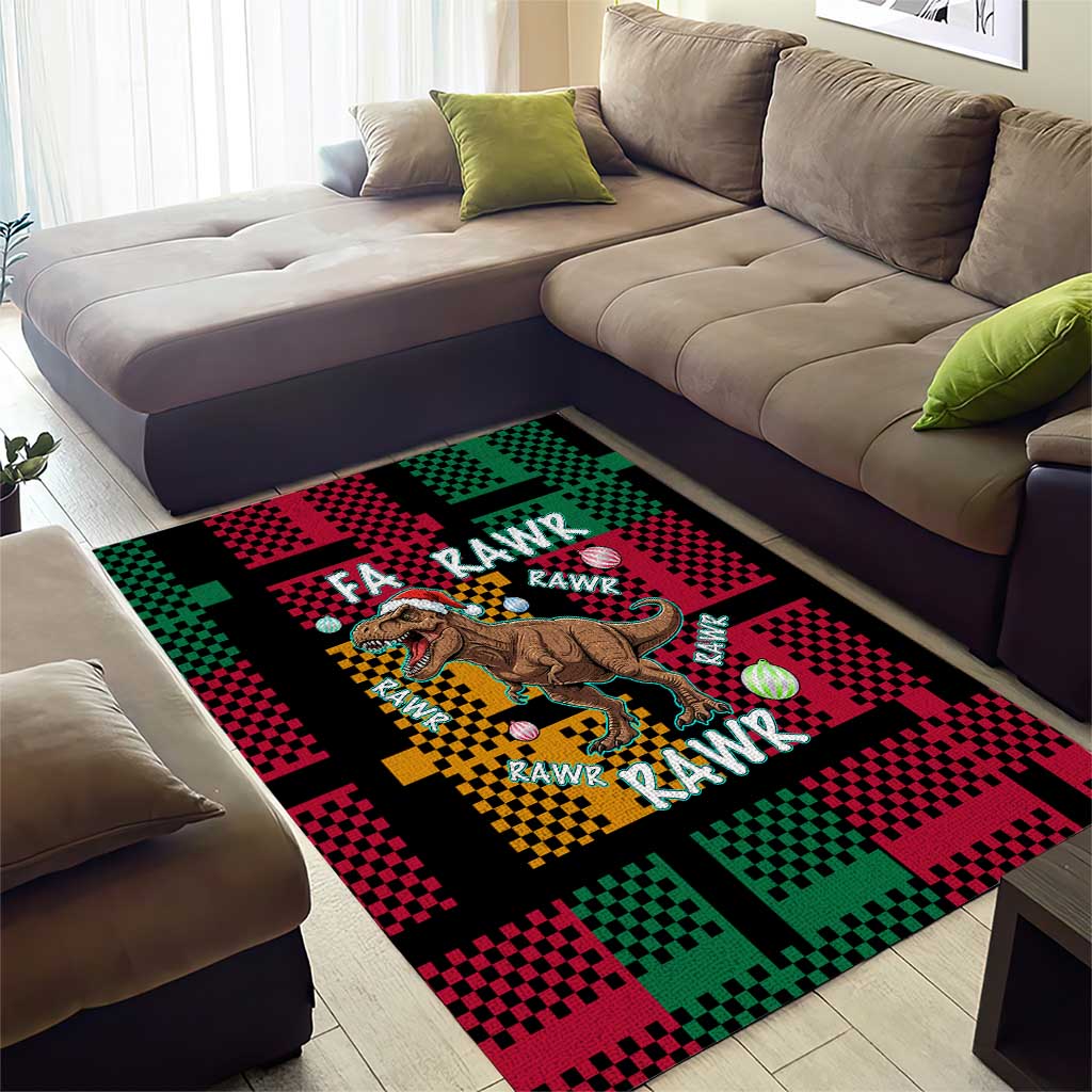 Christmas T Rex Rawr Rawr Rawr Area Rug Xmas Holiday Patterns - Wonder Print Shop