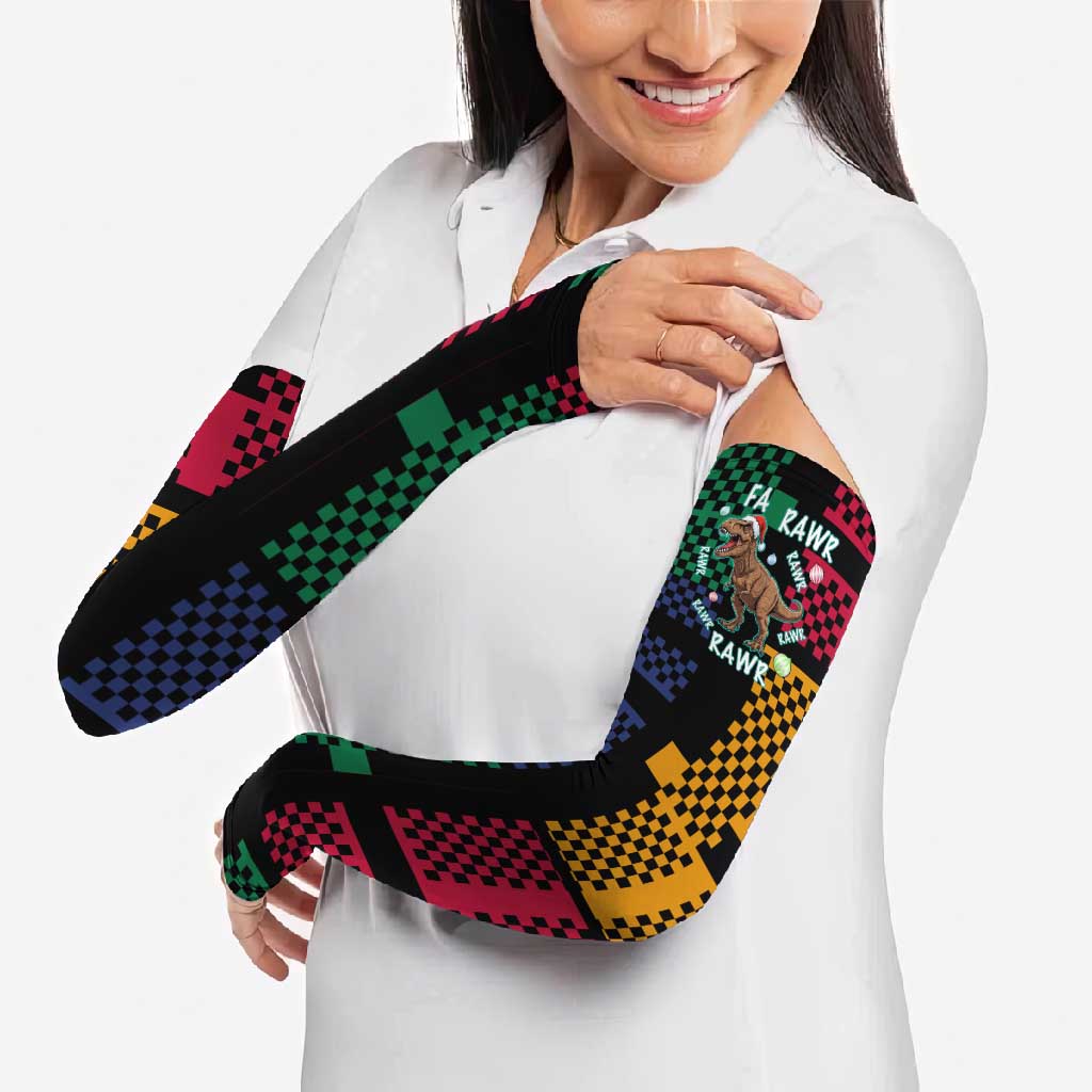 Christmas T Rex Rawr Rawr Rawr Arm Sleeves Xmas Holiday Patterns - Wonder Print Shop