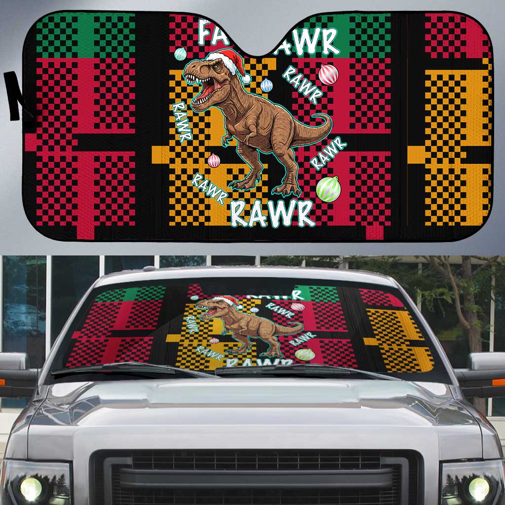 Christmas T Rex Rawr Rawr Rawr Auto Sun Shade Xmas Holiday Patterns - Wonder Print Shop