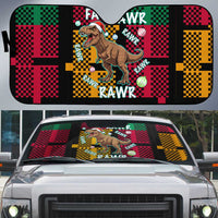 Christmas T Rex Rawr Rawr Rawr Auto Sun Shade Xmas Holiday Patterns - Wonder Print Shop