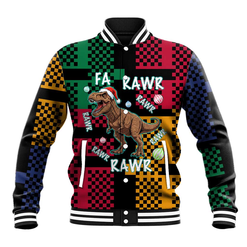 Christmas T Rex Rawr Rawr Rawr Baseball Jacket Xmas Holiday Patterns - Wonder Print Shop
