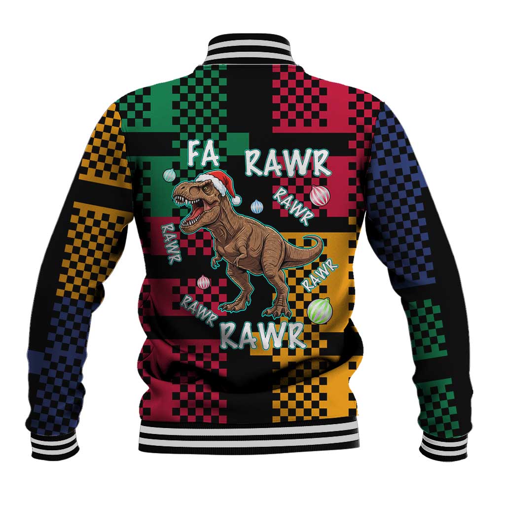 Christmas T Rex Rawr Rawr Rawr Baseball Jacket Xmas Holiday Patterns - Wonder Print Shop