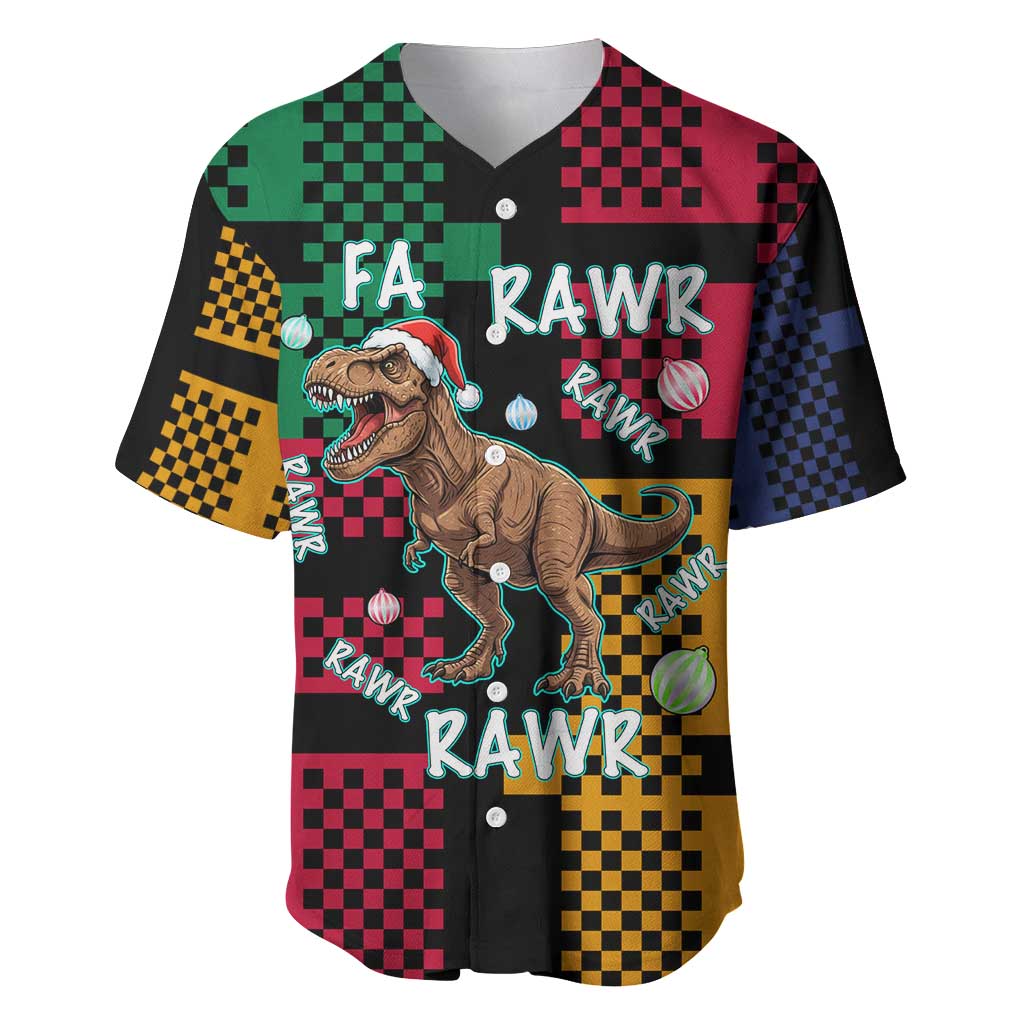 Christmas T Rex Rawr Rawr Rawr Baseball Jersey Xmas Holiday Patterns - Wonder Print Shop